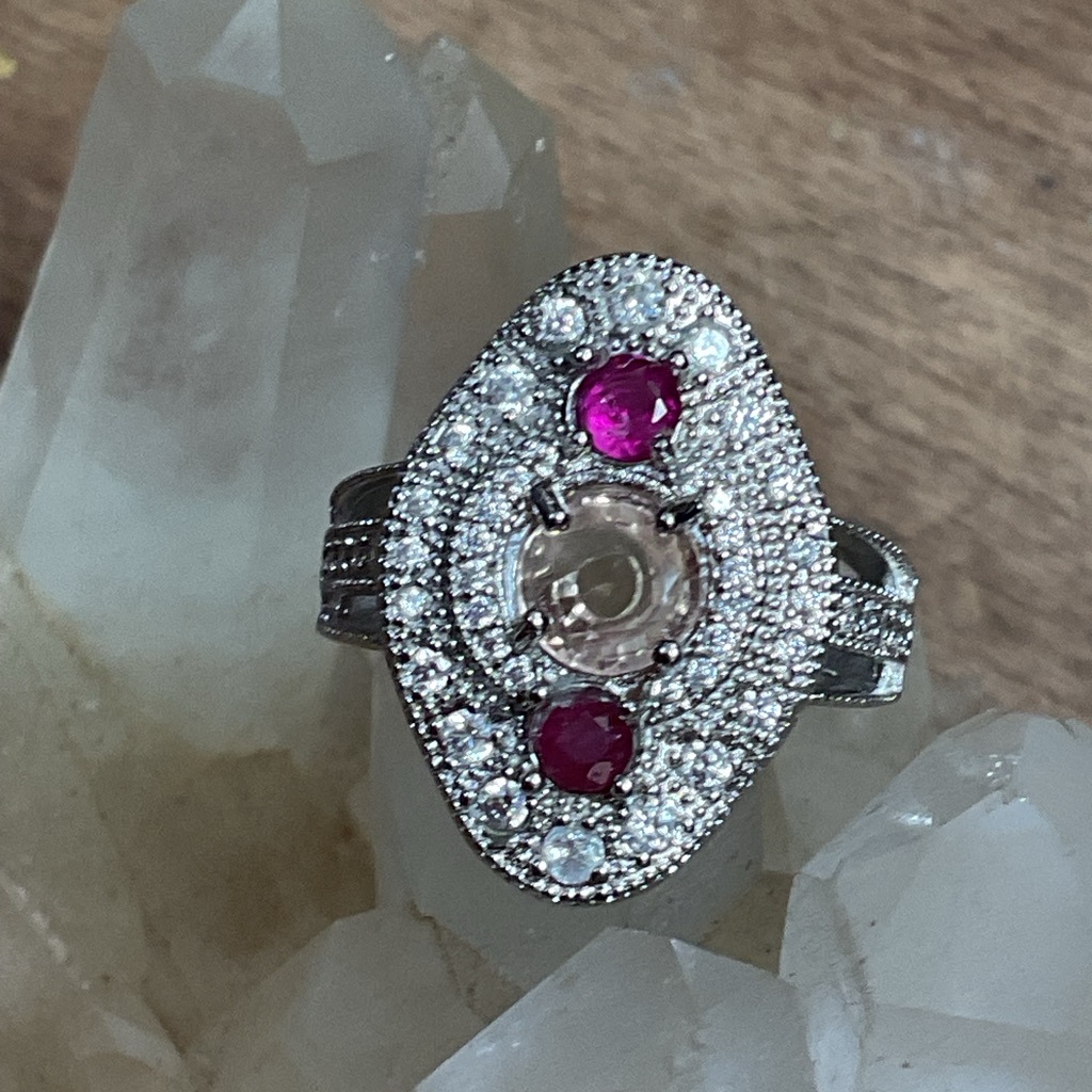 Morganite And Ruby Silver Ring